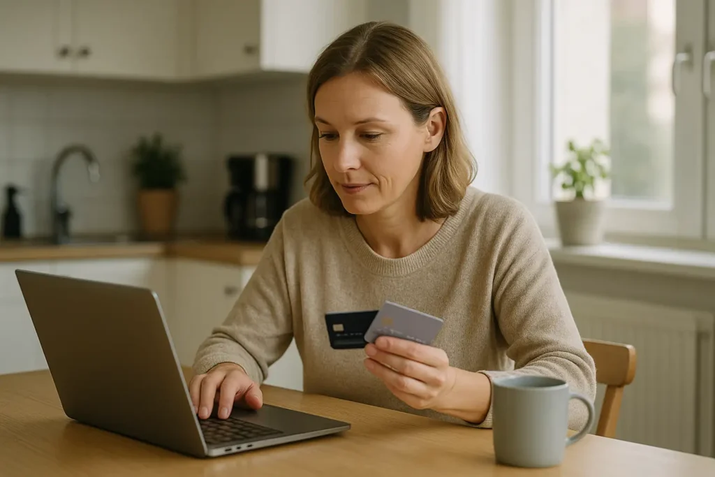 Svensk person som jämför kreditkort och försöker förstå vad effektiv ränta betyder.

